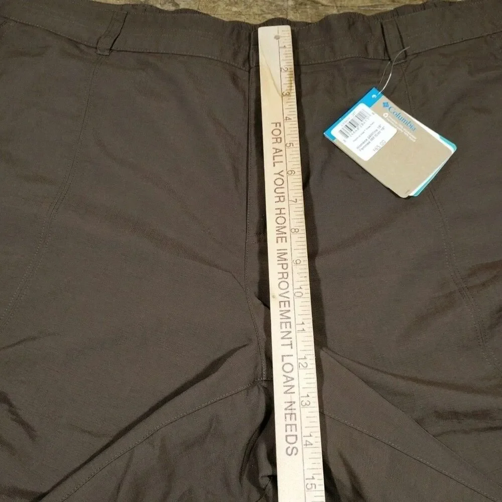 Columbia 24W Knee Pants Shorts Brown NWT Hiking Omni Shade Pockets Nylon